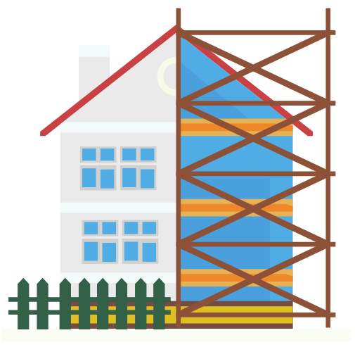 Vector image of a house frame under construction.